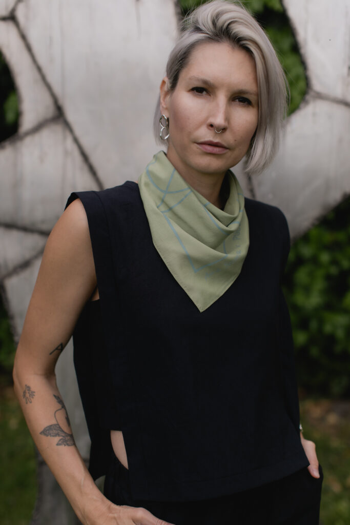 VASES SCARF /green viscose+cotton/