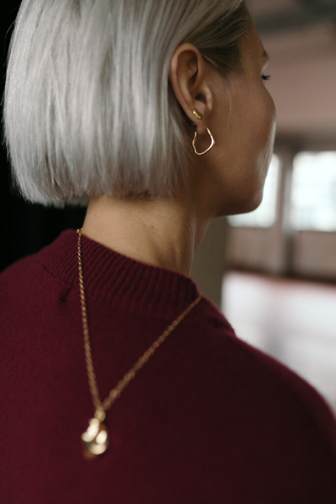 PEARL golden hoop earrings