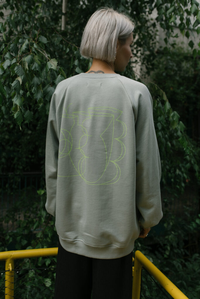 VASES /lime on mint cotton/