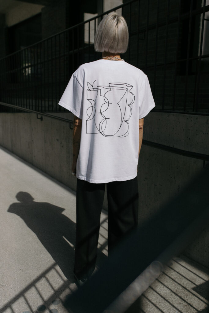 VASES /black on white cotton/