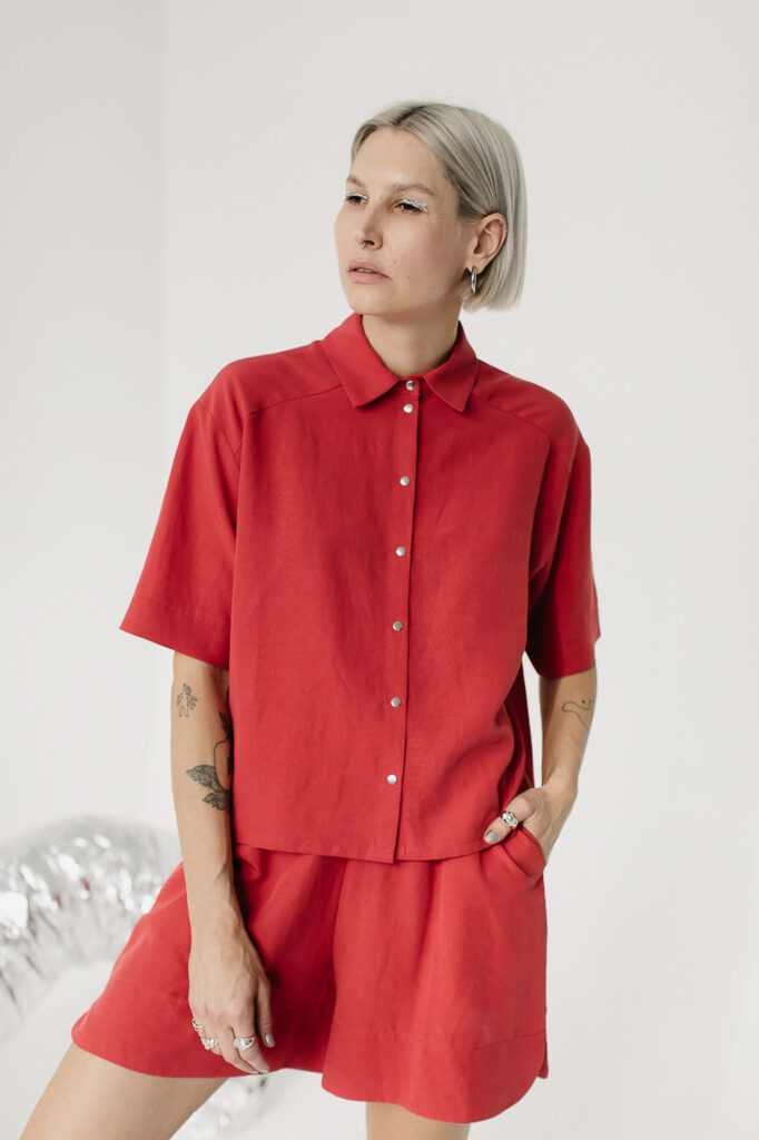 GOYA /coral red lyocell+linen/