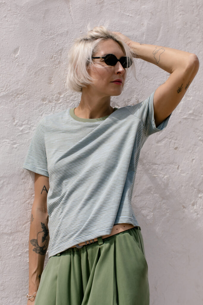 PETIT /blue striped cotton/