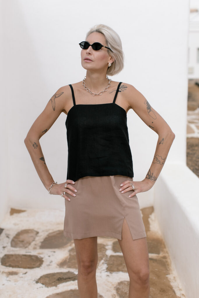 MINI skirt /sesame beige tencel/