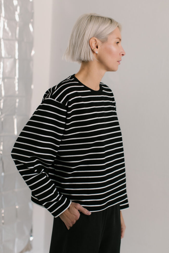 TERE /black and white striped cotton/