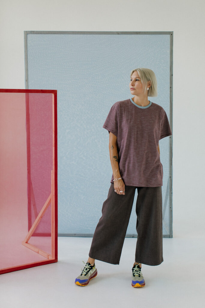 BOUYA /burgundy striped cotton/