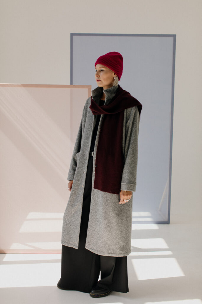 NARA /gray herringbone wool/